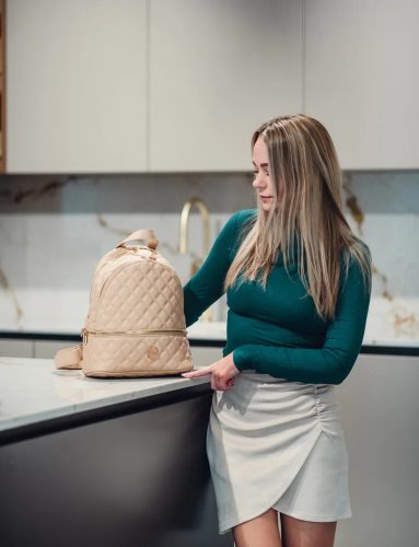 Vuch Theo Beige városi steppelt hátizsák