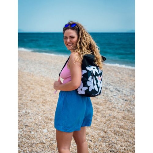 Vuch Dammit Flowers White tágas hátizsák megerősített háttal