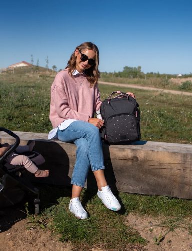 Vuch Verner Dotty Black városi hátizsák babakocsira