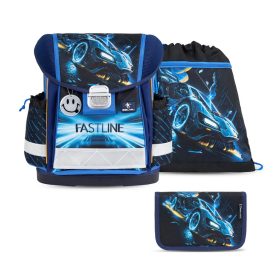 Belmil Fastline kék autós elsős iskolatáska szett
