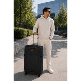  Travelite Briize L fekete bővíthető nagy méretű bőrönd