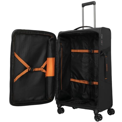 Travelite Briize L fekete bővíthető nagy méretű bőrönd