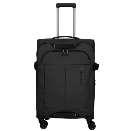 Travelite Briize M fekete bővíthető közepes méretű bőrönd