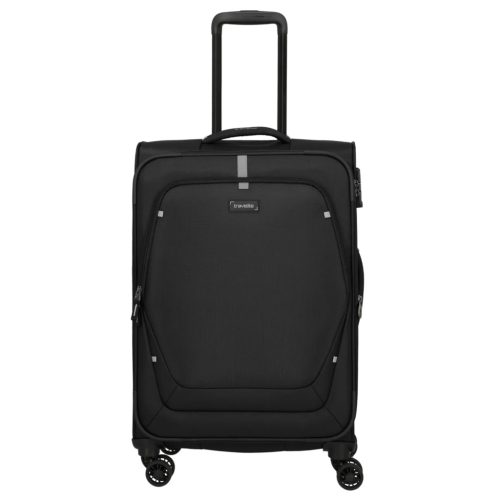 Travelite Umbria M fekete bővíthető közepes méretű bőrönd