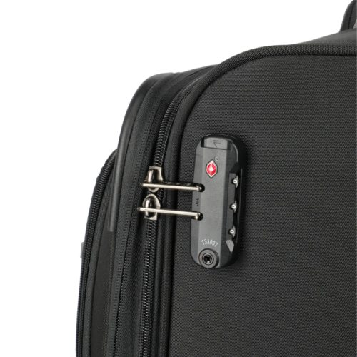 Travelite Umbria M fekete bővíthető közepes méretű bőrönd