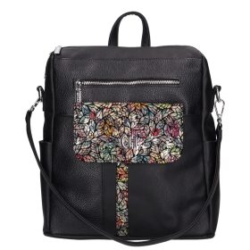 Chiara rostbőr hátitáska E 6007 fekete színes virág