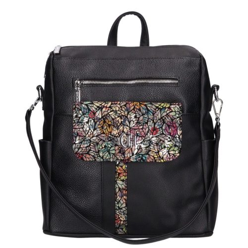 Chiara rostbőr hátitáska E 6007 fekete színes virág