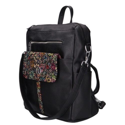 Chiara rostbőr hátitáska E 6007 fekete színes virág