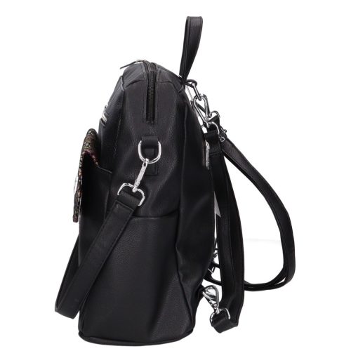 Chiara rostbőr hátitáska E 6007 fekete színes virág