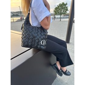 Chiara rostbőr táska L 354 fekete fonott