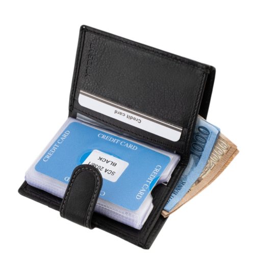 La Scala bőr kártyatartó átkapcsolóval SCA2038/T fekete