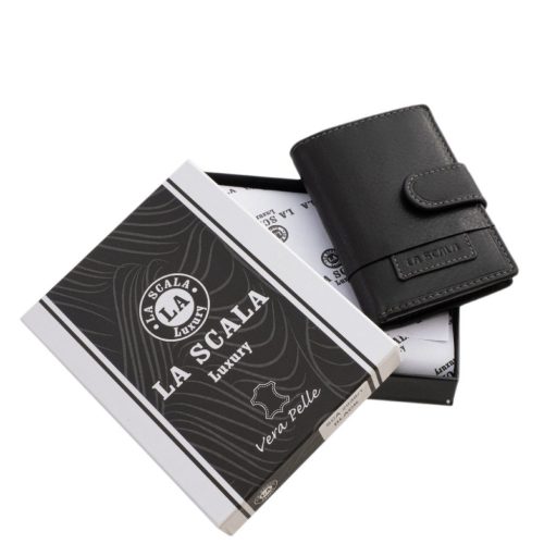 La Scala bőr kártyatartó átkapcsolóval SCA2038/T fekete