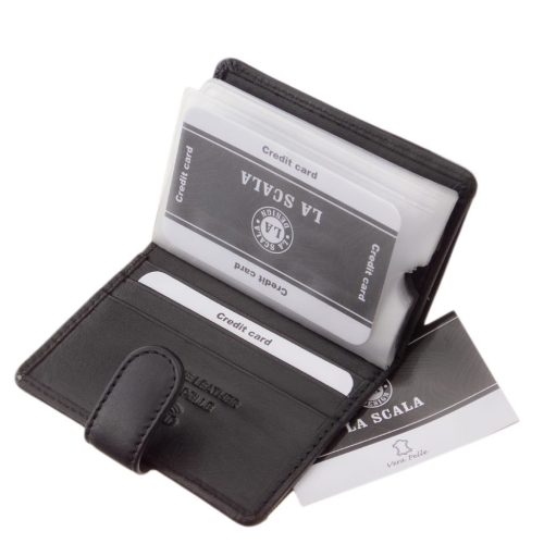 La Scala valódi bőr kártyatartó RFID védelemmel AST2038 fekete