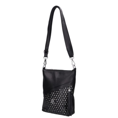 Karen rostbőr oldaltáska 2501 L fekete ezüst