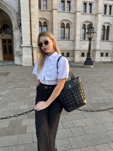 Karen rostbőr táska 1725 bis-L fekete ezüst