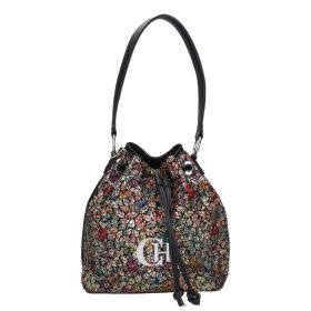 Chiara rostbőr táska I 5056 fekete színes virág