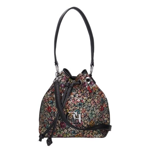 Chiara rostbőr táska I 5056 fekete színes virág