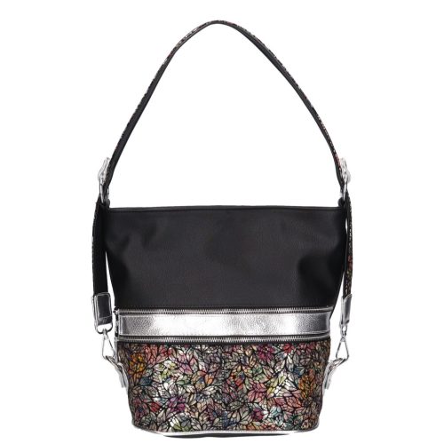 Karen rostbőr válltáska 2452 fekete színes virág