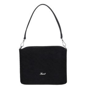 Karen rostbőr női táska S 087 fekete velúr steppelt