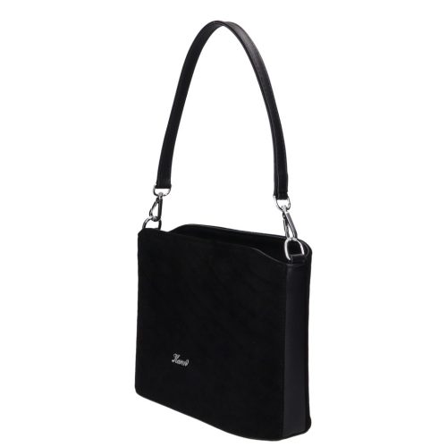 Karen rostbőr női táska S 087 fekete velúr steppelt