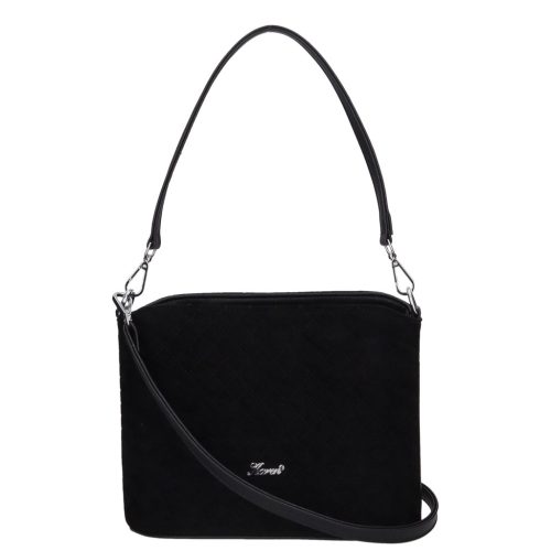 Karen rostbőr női táska S 087 fekete velúr steppelt