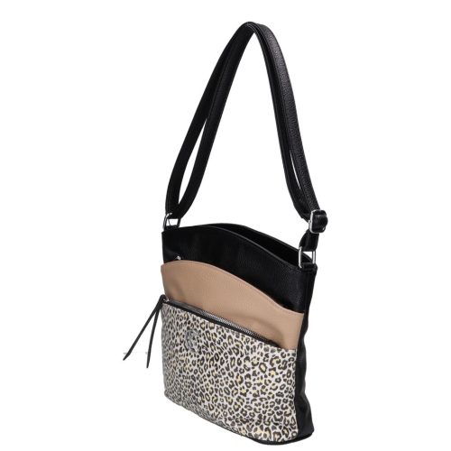 Karen rostbőr oldaltáska 1716 fekete leoopárd