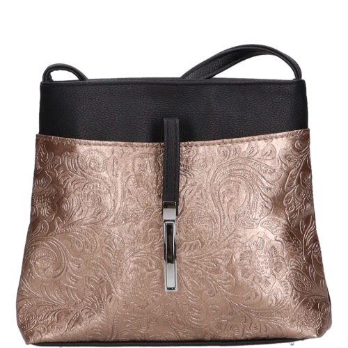 Karen rostbőr táska D 099 fekete bronz virágos