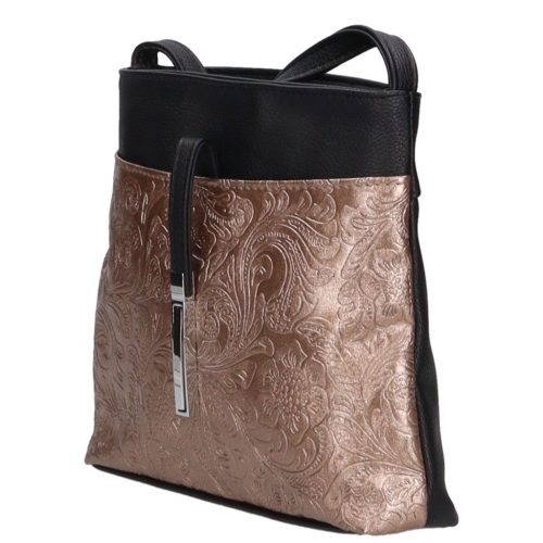 Karen rostbőr táska D 099 fekete bronz virágos