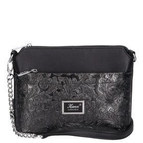 Karen rostbőr táska 9358 fekete virág új