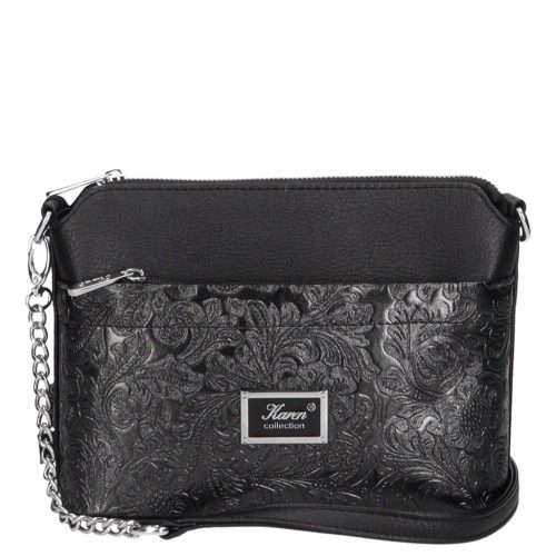 Karen rostbőr táska 9358 fekete virág új