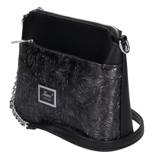 Karen rostbőr táska 9358 fekete virág új