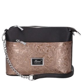 Karen rostbőr táska 9358 fekete bronz virág