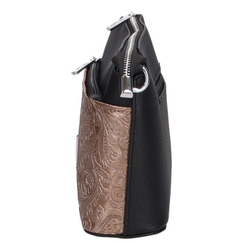 Karen rostbőr táska 9358 fekete bronz virág