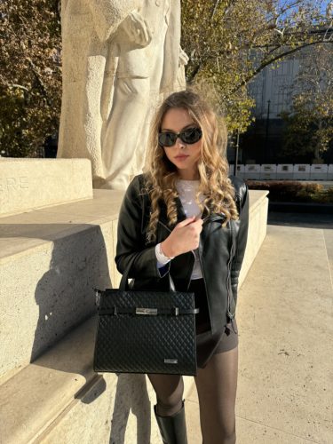 Karen 9429 bis fekete rostbőr női kézitáska