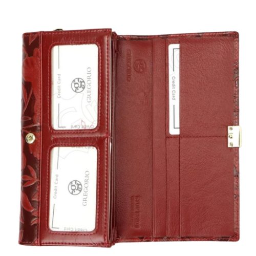 Gregorio HL122 piros bőr női pénztárca