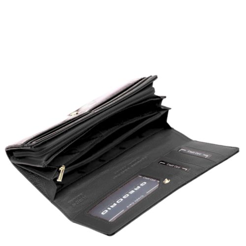 Gregorio BTS106 fekete lakk bőr pénztárca 