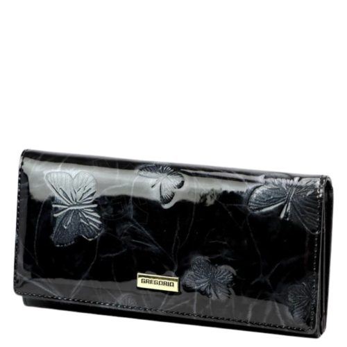 Gregorio BTS102 fekete lakk bőr pénztárca