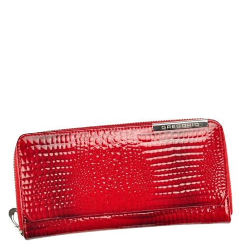 Gregorio GF111 piros lakk bőr pénztárca kártyatartóval