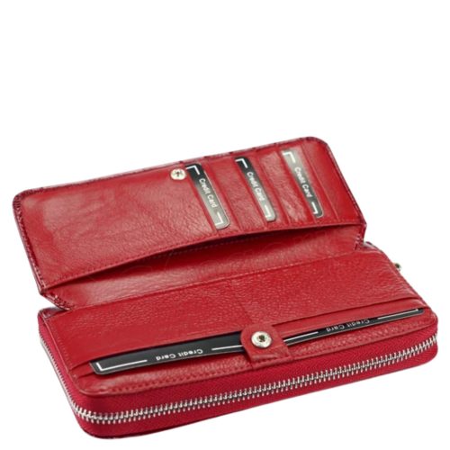 Gregorio GF111 piros lakk bőr pénztárca kártyatartóval