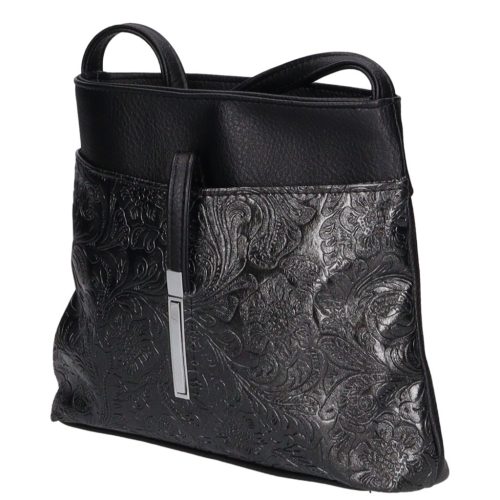 Karen rostbőr táska D 099 fekete új virág