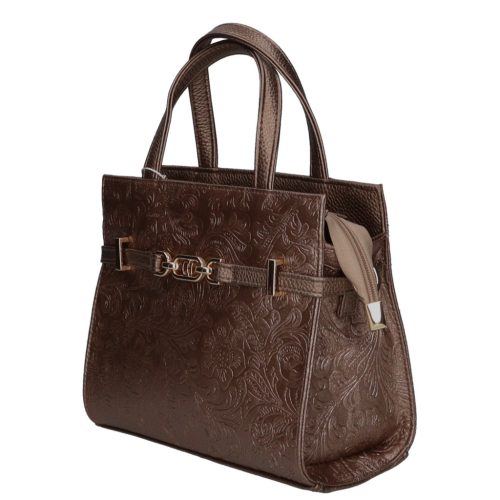 Chiara rostbőr táska K 7038 bronz virág mintás