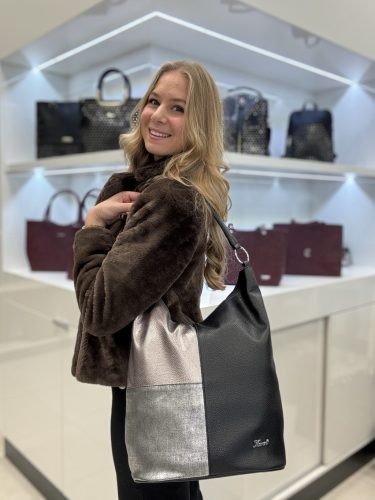 Karen rostbőr táska 9548 fekete ezüst