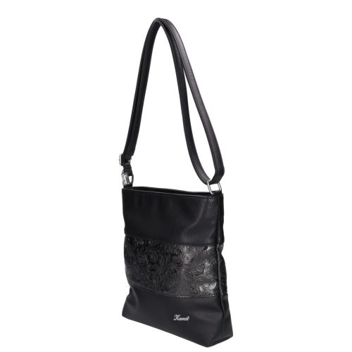 Karen rostbőr női táska N 099 fekete új virág