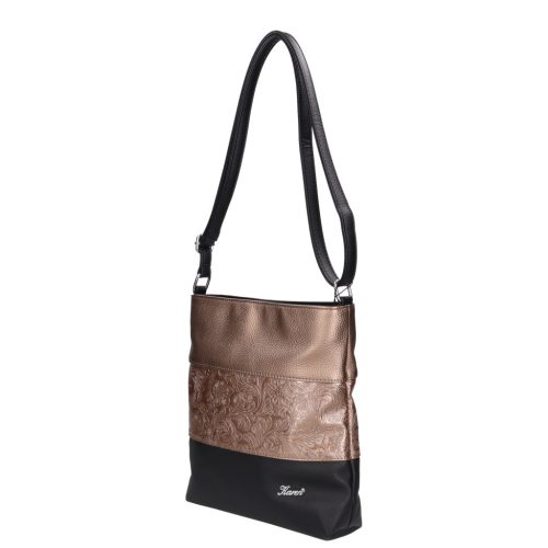 Karen rostbőr táska N 099 fekete bronz virág