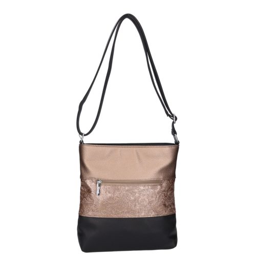 Karen rostbőr táska N 099 fekete bronz virág