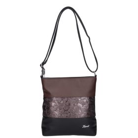 Karen rostbőr női táska N 099 fekete barna virág