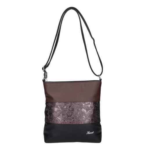 Karen rostbőr női táska N 099 fekete barna virág