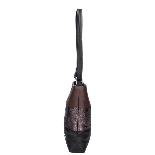 Karen rostbőr női táska N 099 fekete barna virág