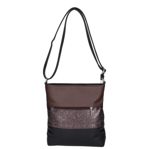 Karen rostbőr női táska N 099 fekete barna virág