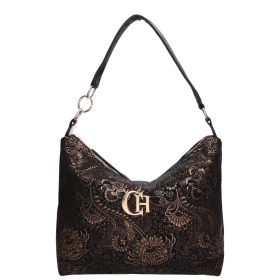 Chiara rostbőr táska L 327 fekete arany virág